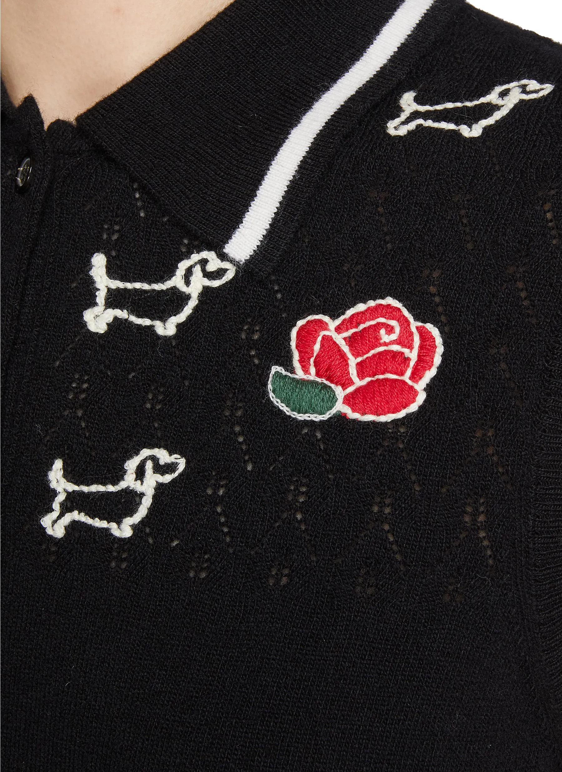 -----------THOM BROWNE  ---- ------------ ----Hector & Rose Embroidered Sleeveless Wool Polo Top --