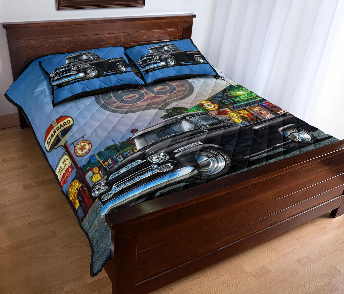 1959 Chevy Apache Pickup Truck Route 66 Quilt Set