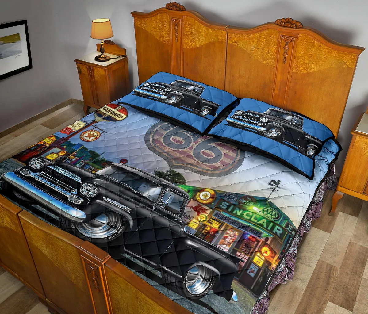 1959 Chevy Apache Pickup Truck Route 66 Quilt Set