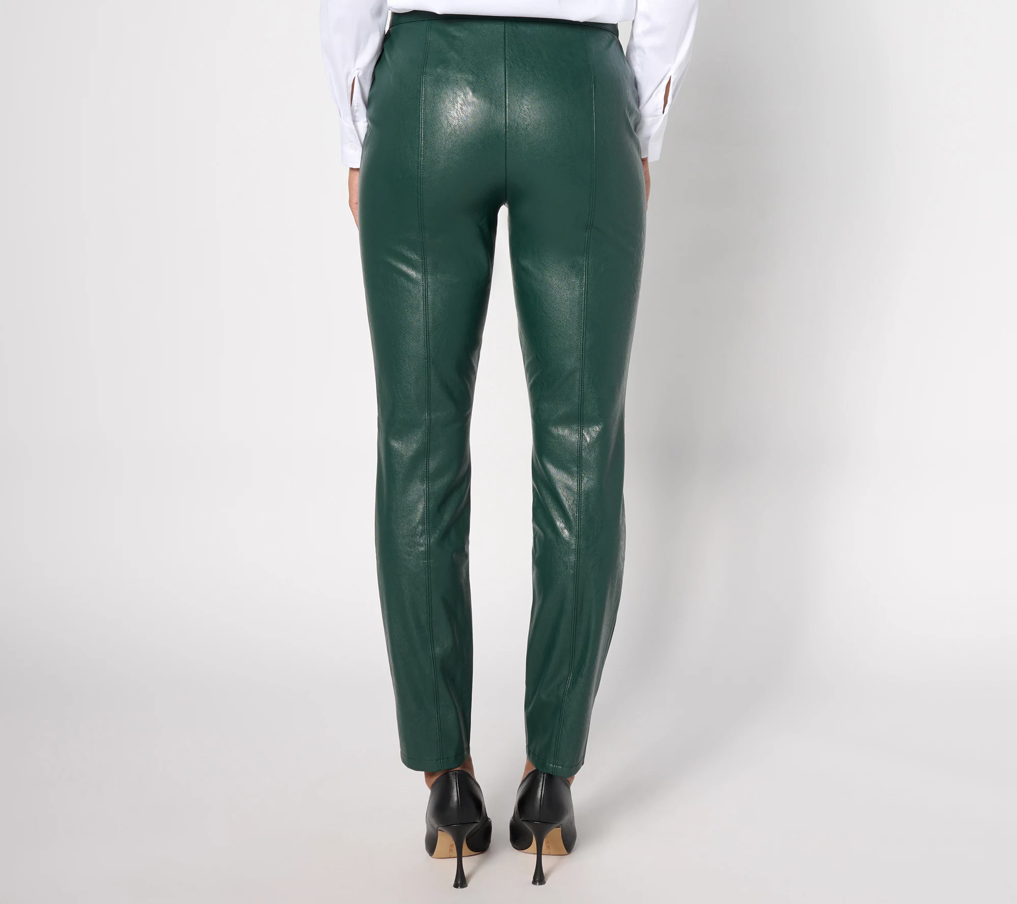 "As Is" Dennis Basso Regular Faux Leather Slim Leg Pants