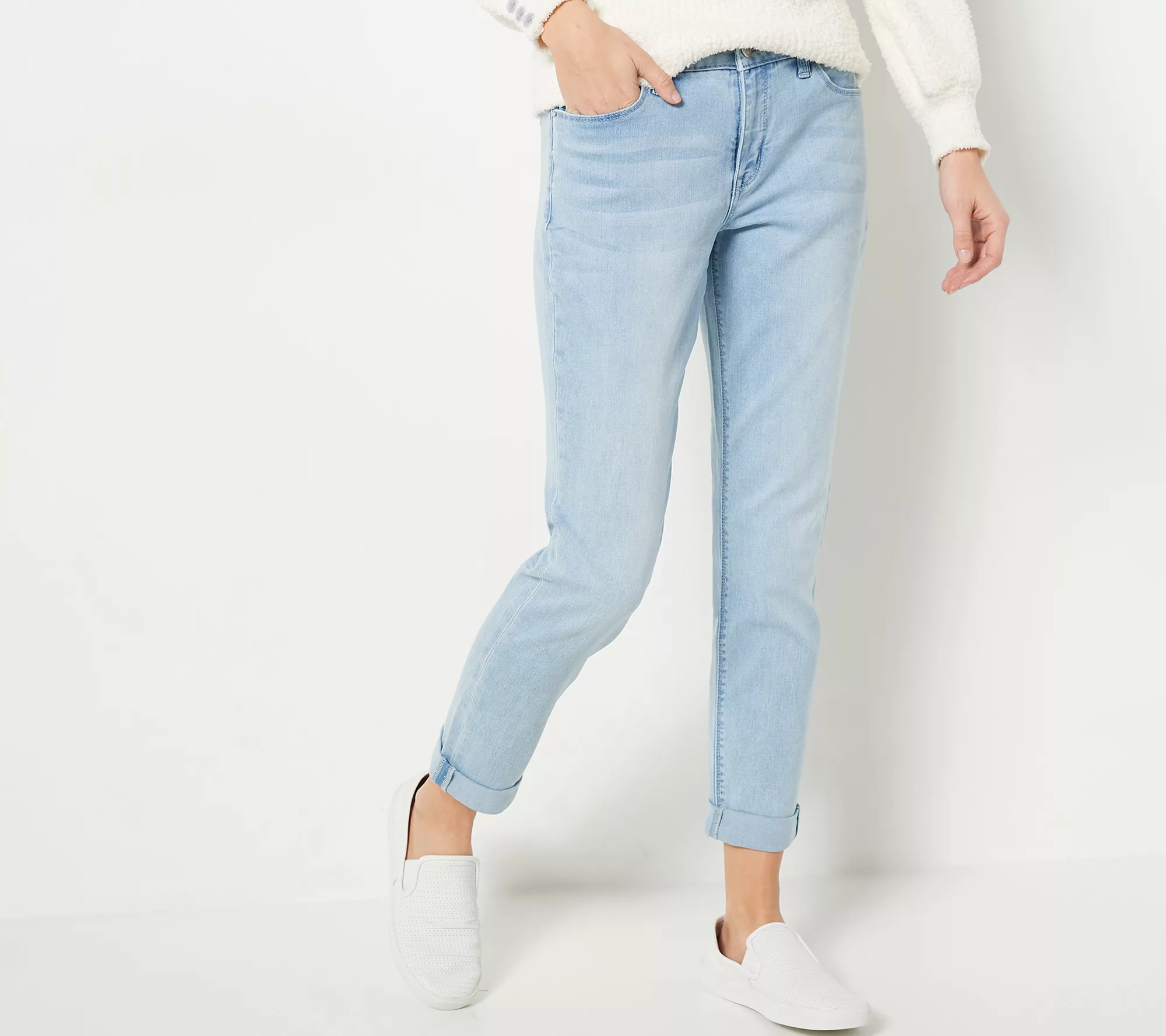 "As Is" Laurie Felt Petite Daisy Denim Boyfriend Jeans