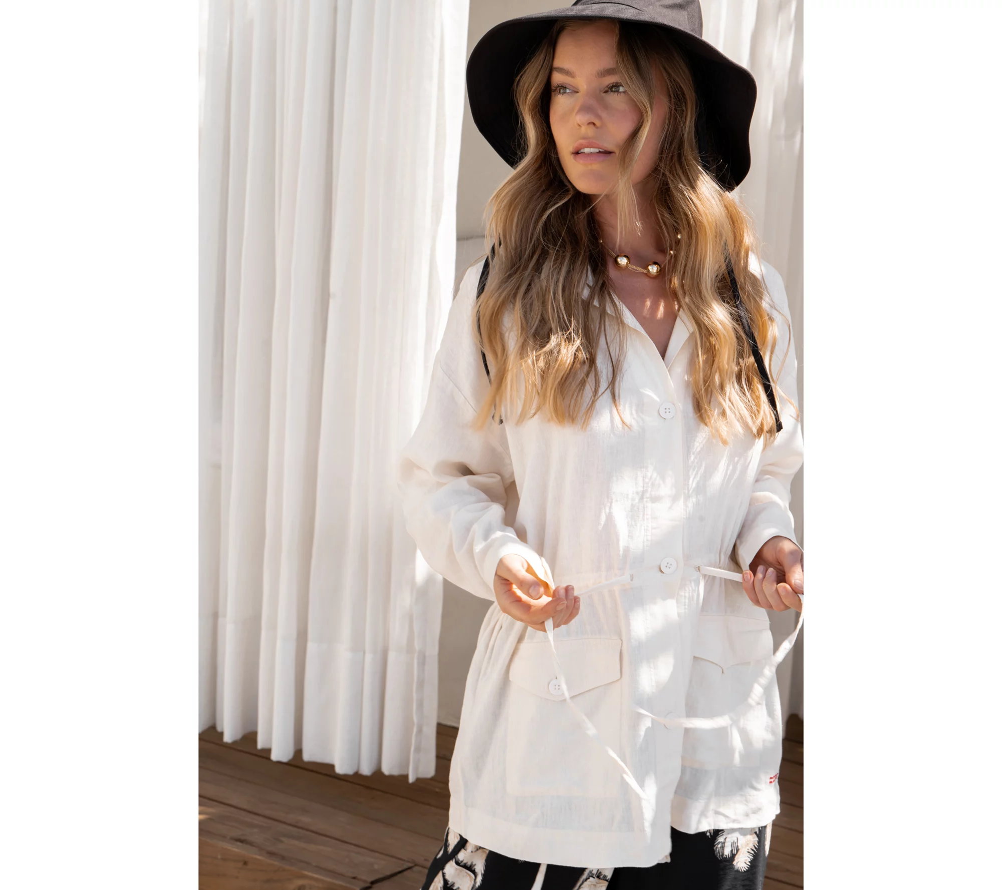 "As Is" Peace Love World Boheme Long- Sleeve Linen Jacket