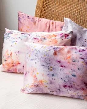 a_db botanical color: Floral Botanically Dyed Silk Pillowcase - Pink