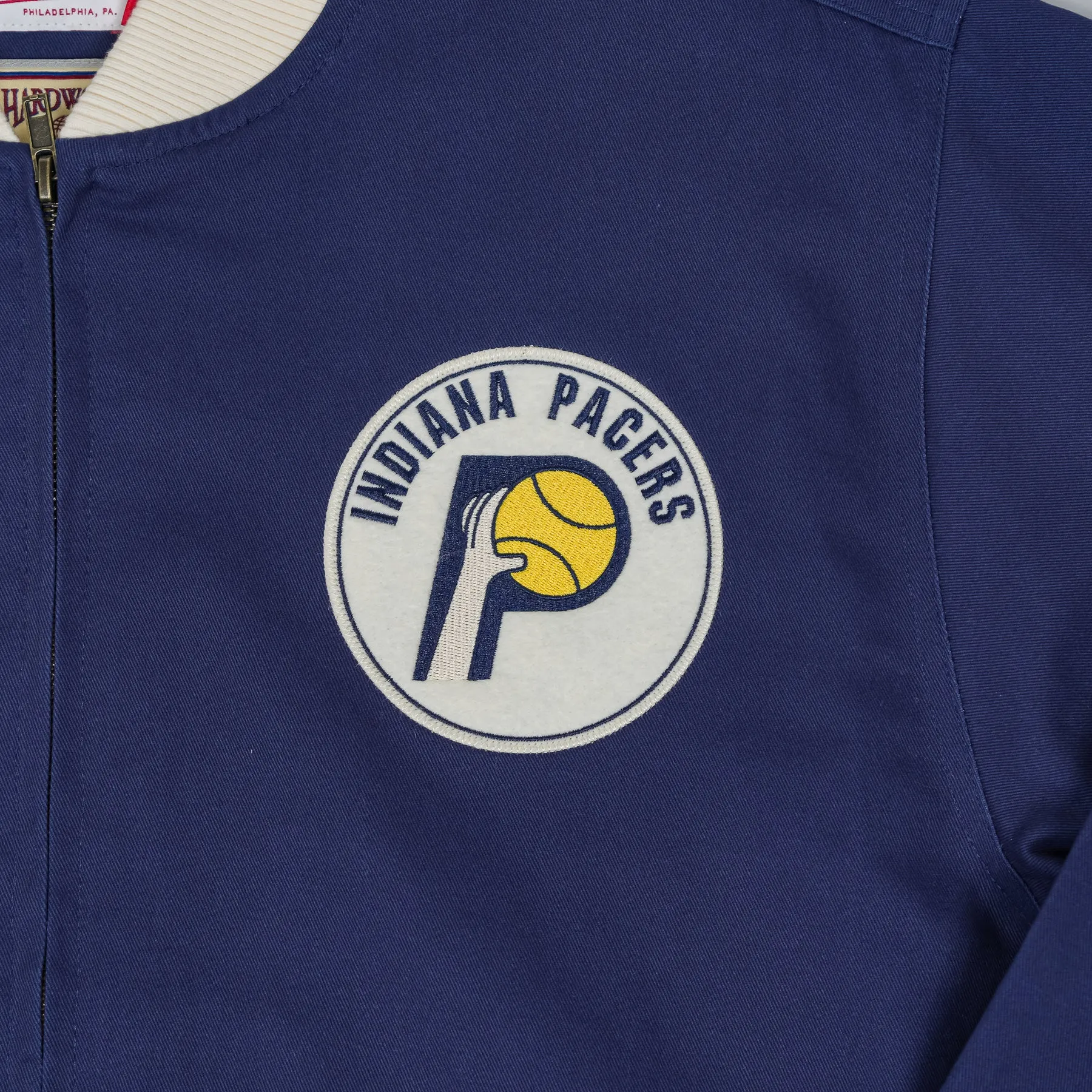 Adult Indiana Pacers Replay Cotton Twill Jacket in Navy by Mitchell and Ness