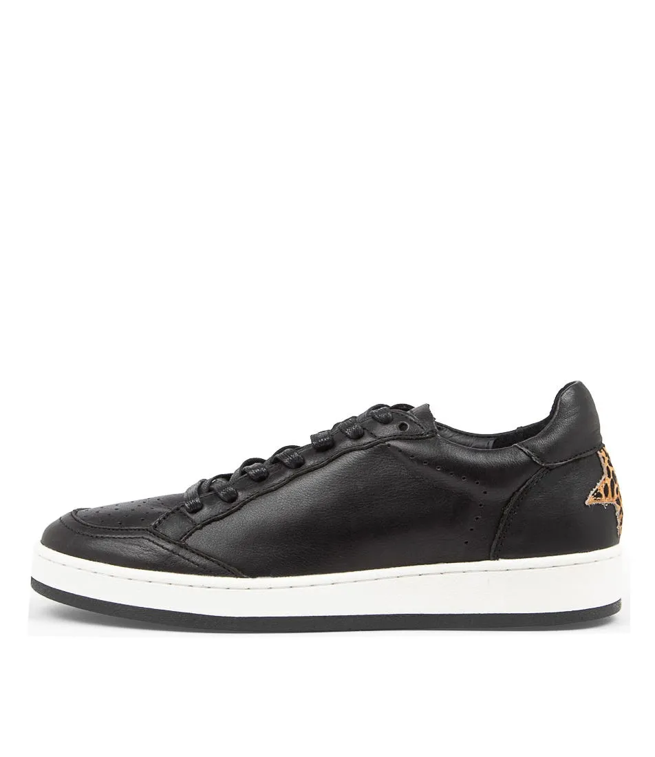 ALFIE & EVIE Ajax Black Tan Cheetah Leather Sneakers