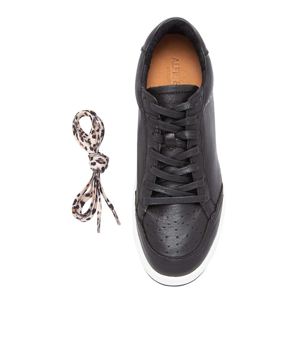 ALFIE & EVIE Ajax Black Tan Cheetah Leather Sneakers