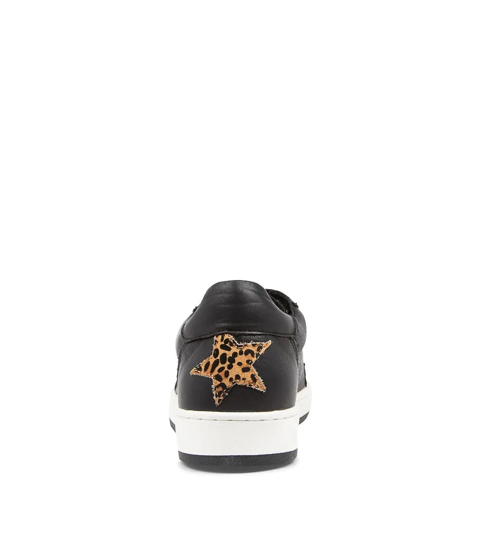 ALFIE & EVIE Ajax Black Tan Cheetah Leather Sneakers