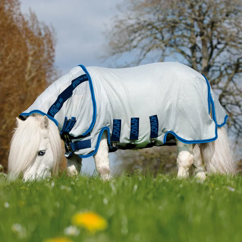 Amigo Petite Bug Rug Detach-A-Neck Fly Sheet - Azure Blue/Electric