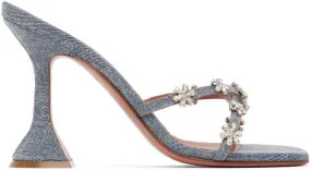 Amina Muaddi Blue Lily Heeled Sandals