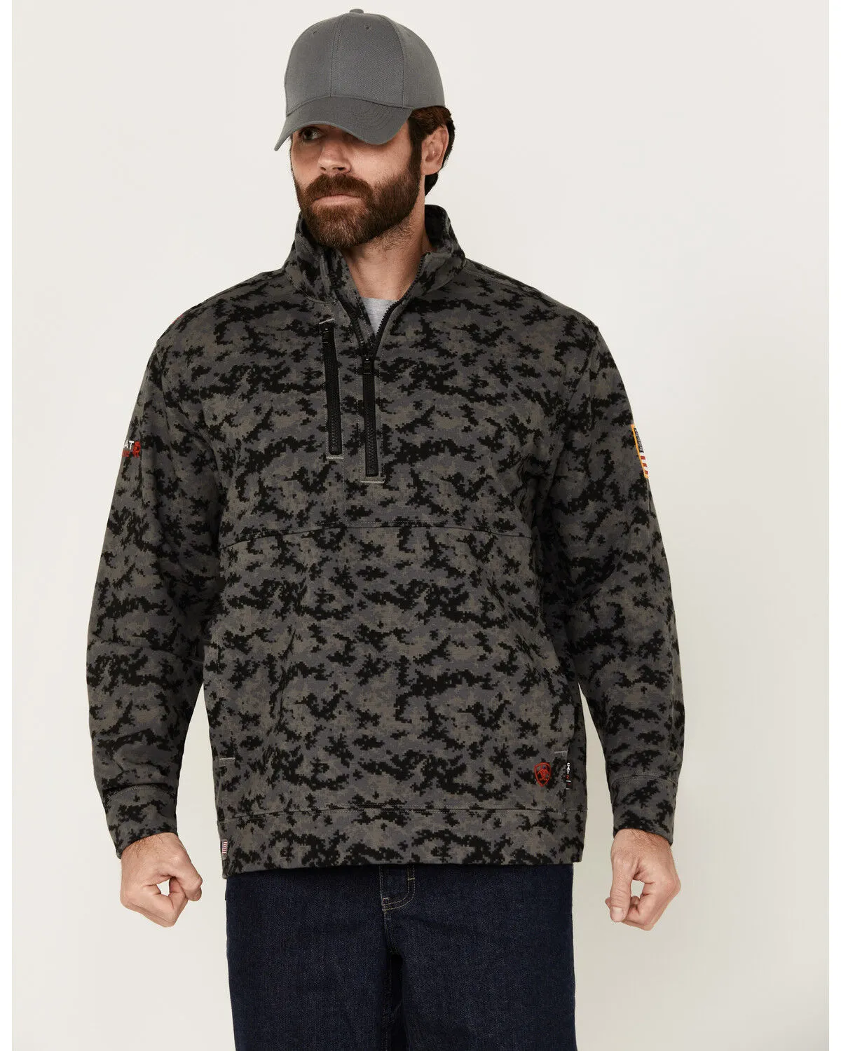 Ariat Men's FR Durastrech Fleece Camo Print 1/2 Zip-Up Pullover