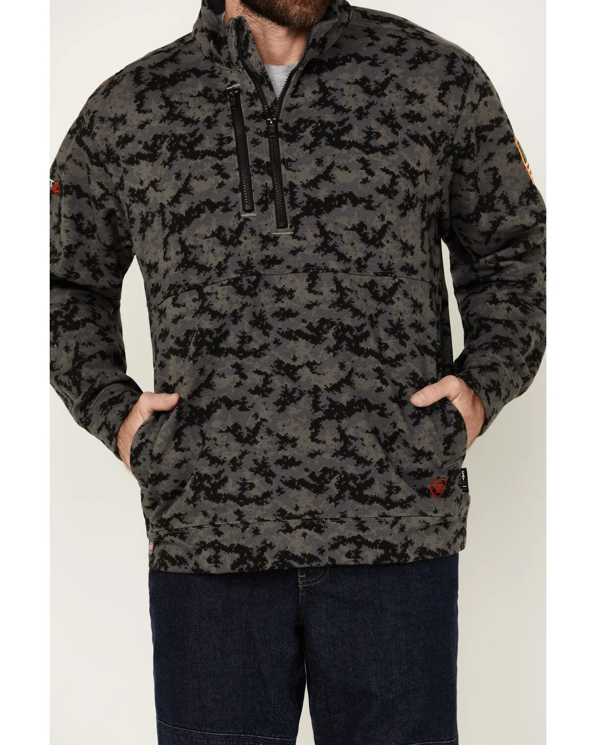 Ariat Men's FR Durastrech Fleece Camo Print 1/2 Zip-Up Pullover