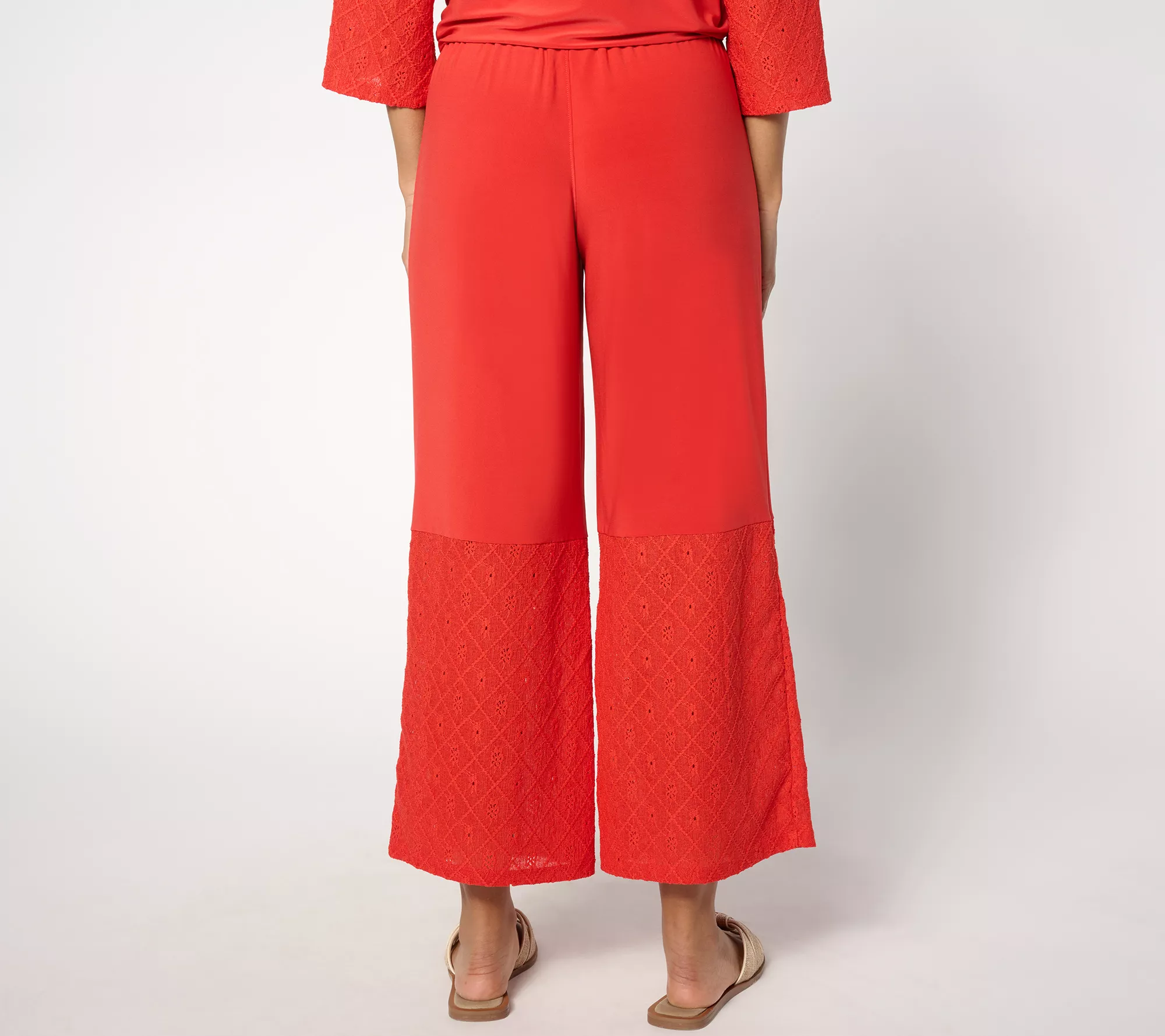 Attitudes by Renee Petite Como Jersey Relaxed Leg Eyelet Pants