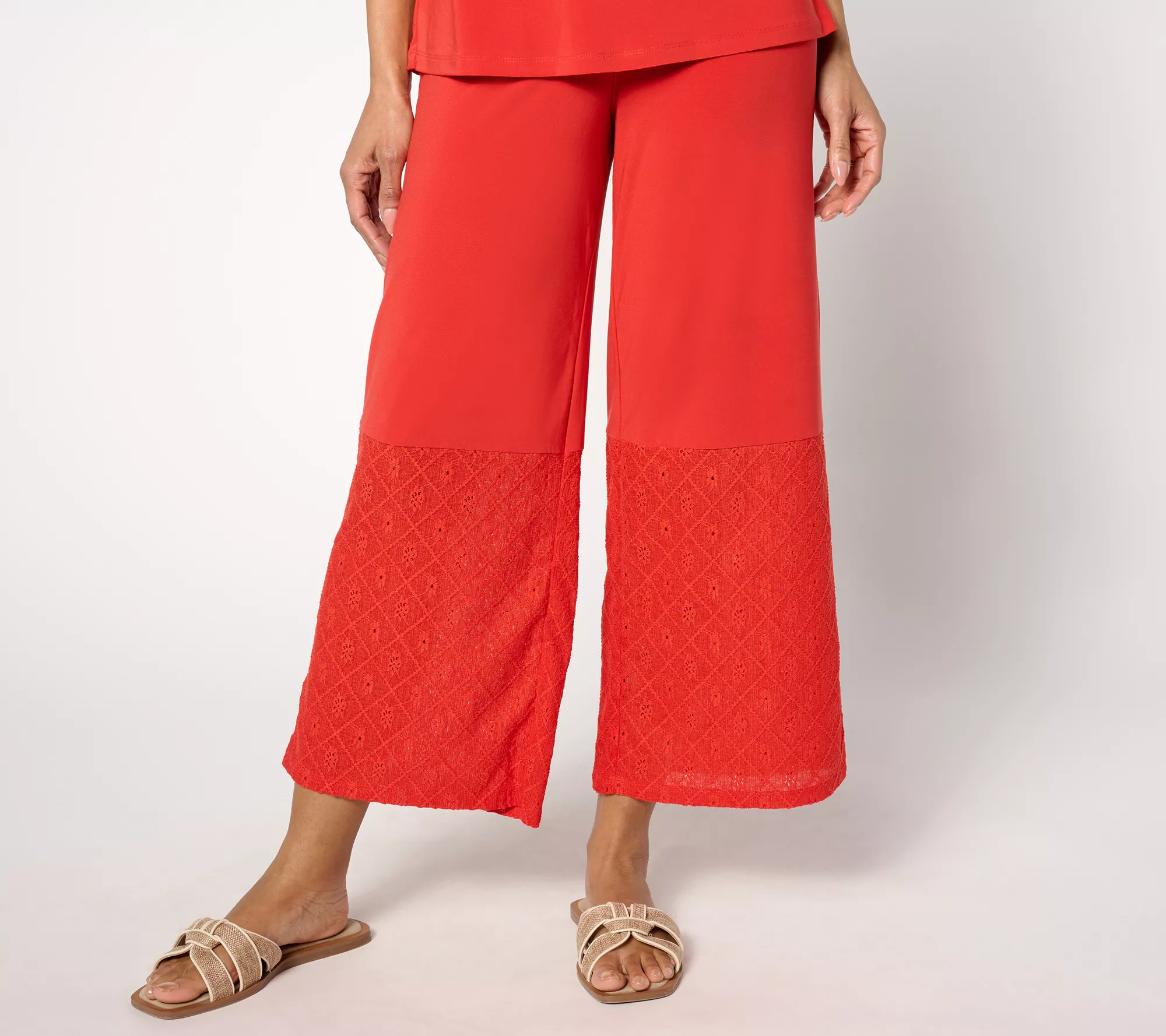 Attitudes by Renee Regular Como Jersey Relaxed Leg Eyelet Pants