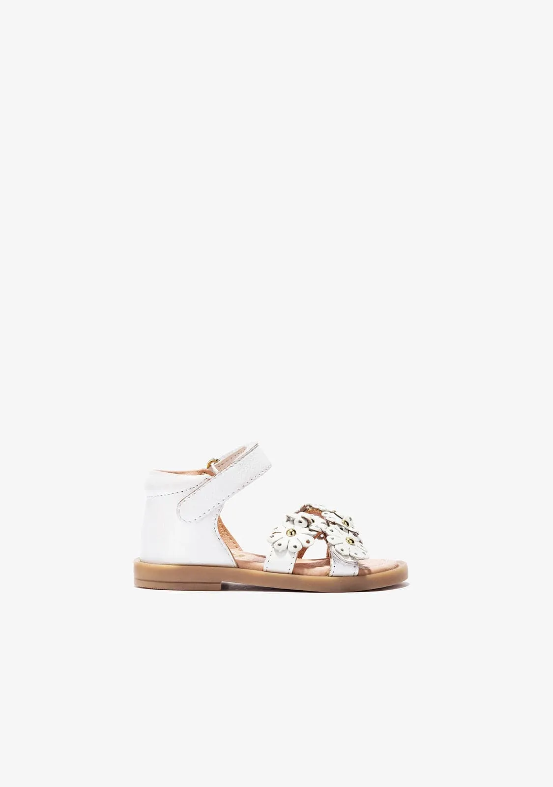 Baby's White Daisy Leather Sandals