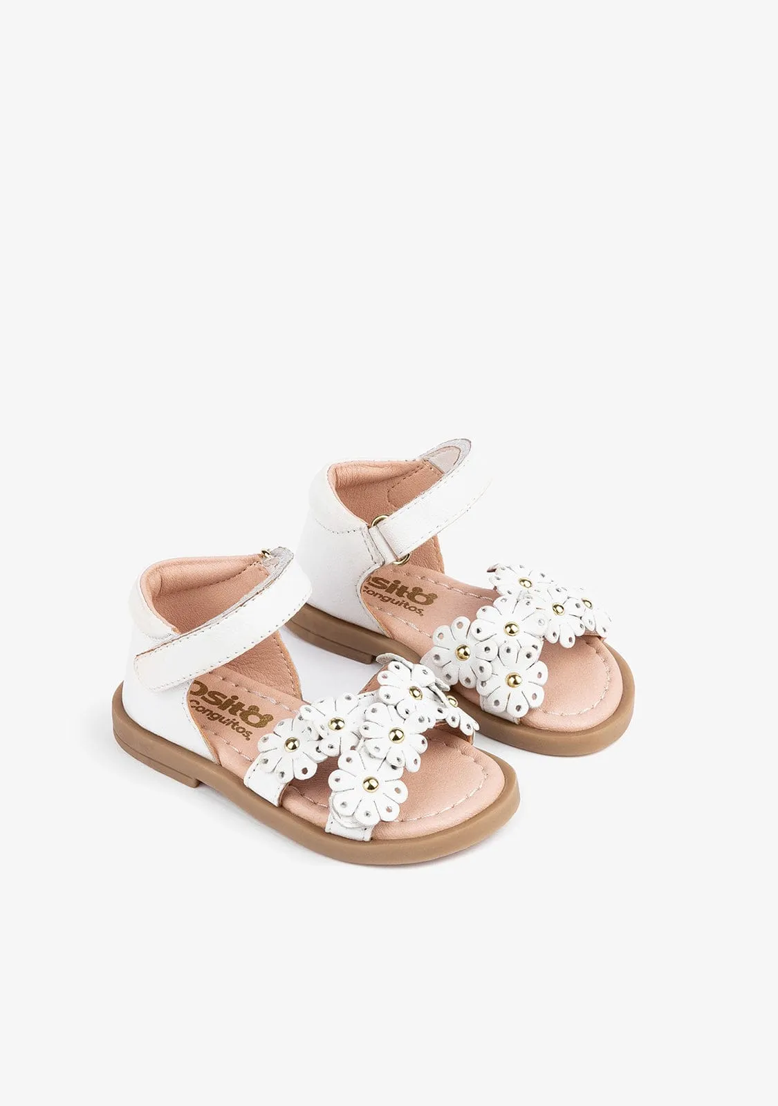 Baby's White Daisy Leather Sandals