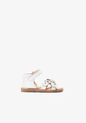 Baby's White Daisy Leather Sandals