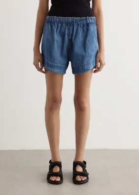 Bassike -  Denim Pull On Mini Shorts - Shorts