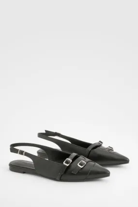 Buckle Slingback Pointed Flats