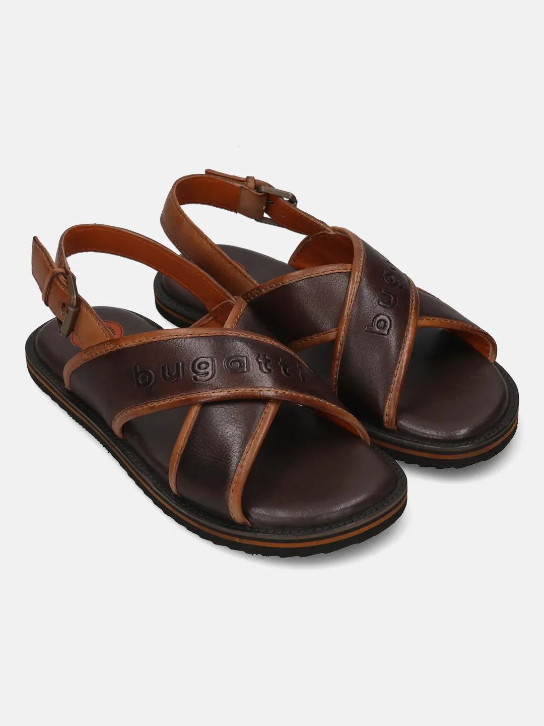 bugatti Dark Brown Premium Leather Sandals