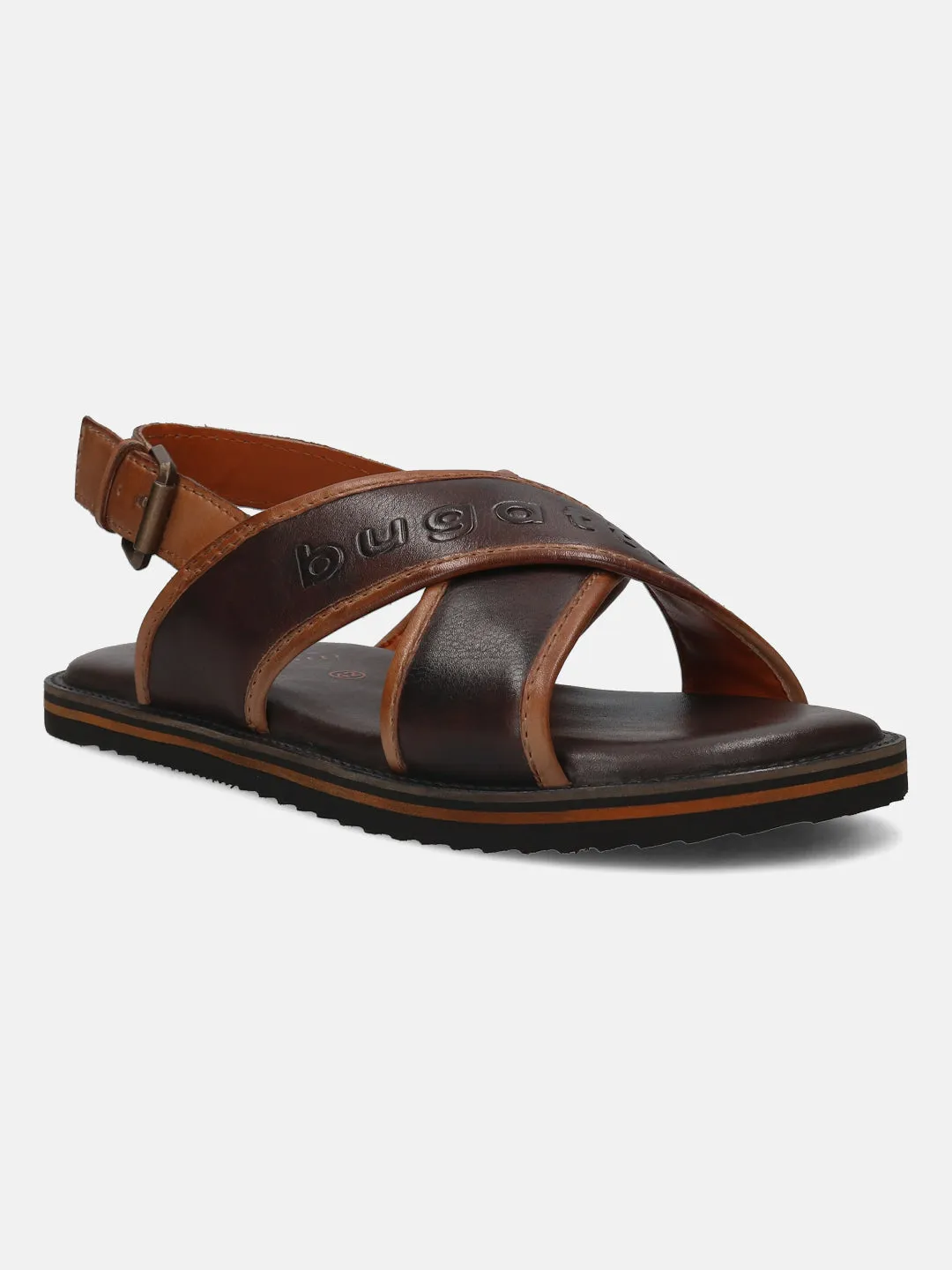 bugatti Dark Brown Premium Leather Sandals