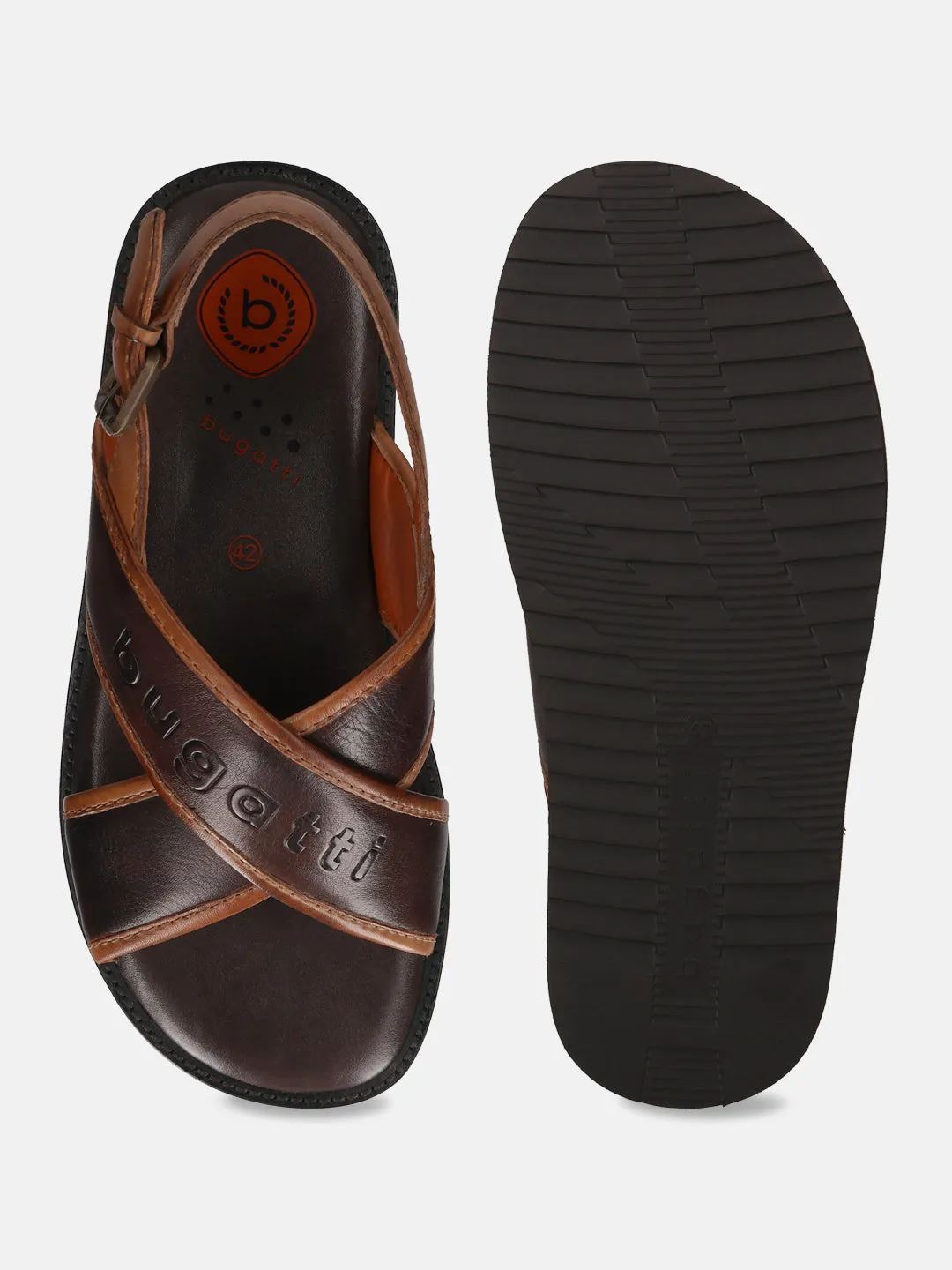 bugatti Dark Brown Premium Leather Sandals