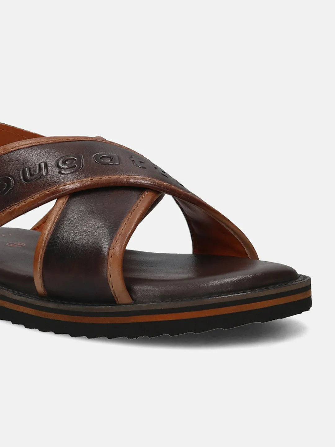 bugatti Dark Brown Premium Leather Sandals