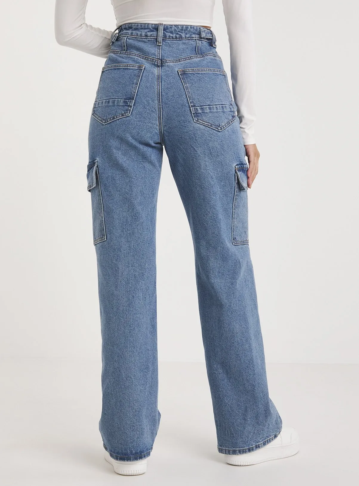 Buy SIMPLY BE High Rise Straight Leg Blue Cargo Jean 12 | Jeans | Tu