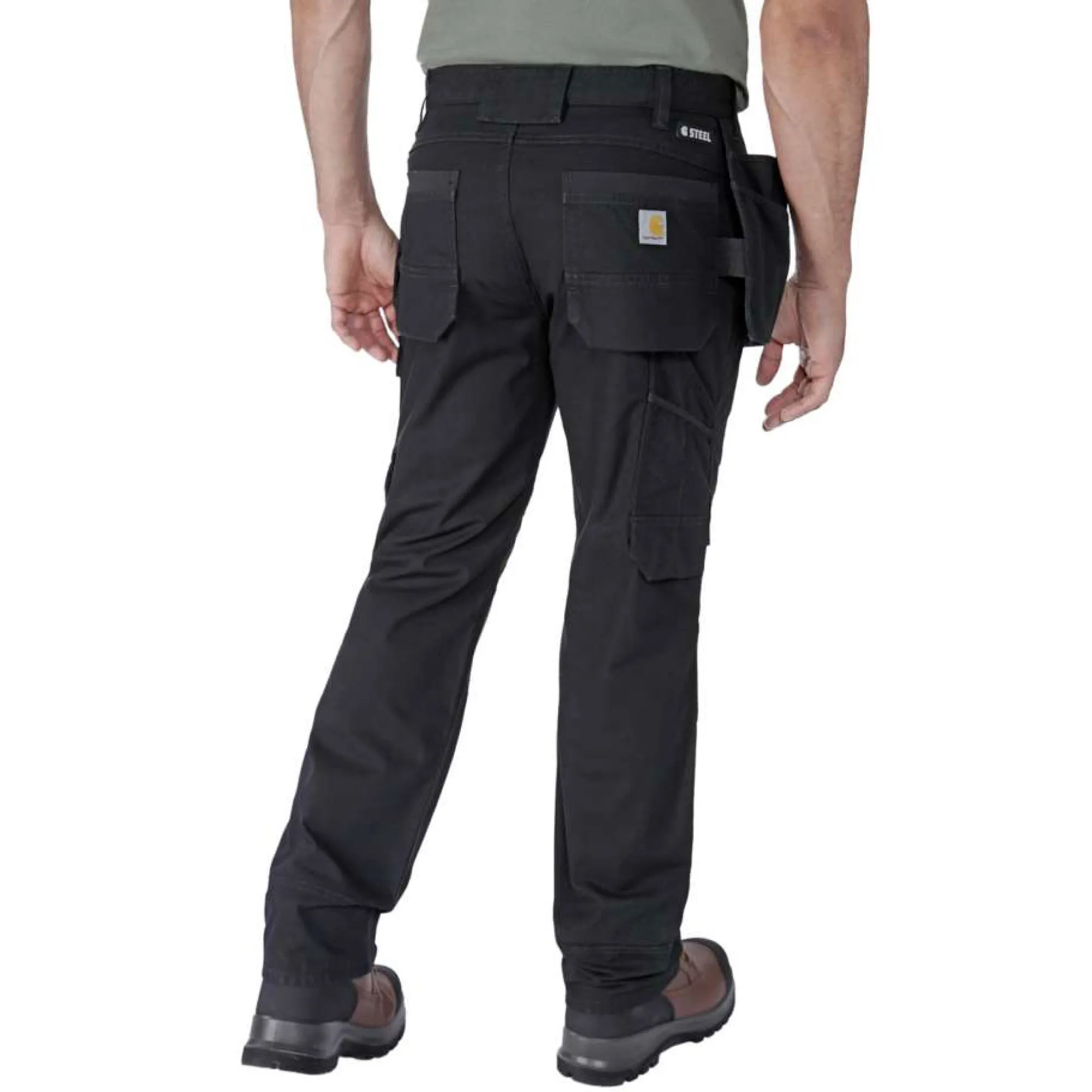 Carhartt 105070 Steel Rugged Flex Double Front, Holster Pocket Work Trousers Black 28w L30