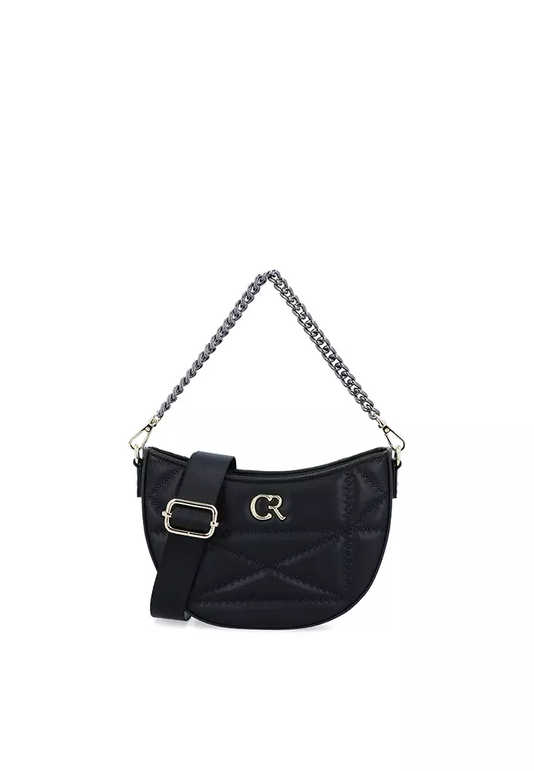 Carlo Rino Black Prism Quilted Luna Crossbody