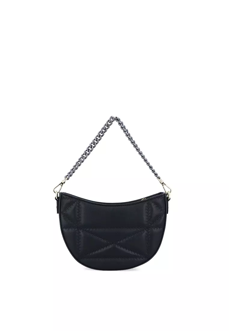 Carlo Rino Black Prism Quilted Luna Crossbody