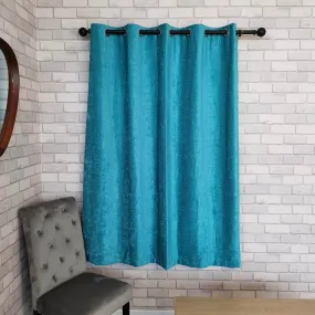 Chenille Eyelet Readymade Curtains - Turquoise