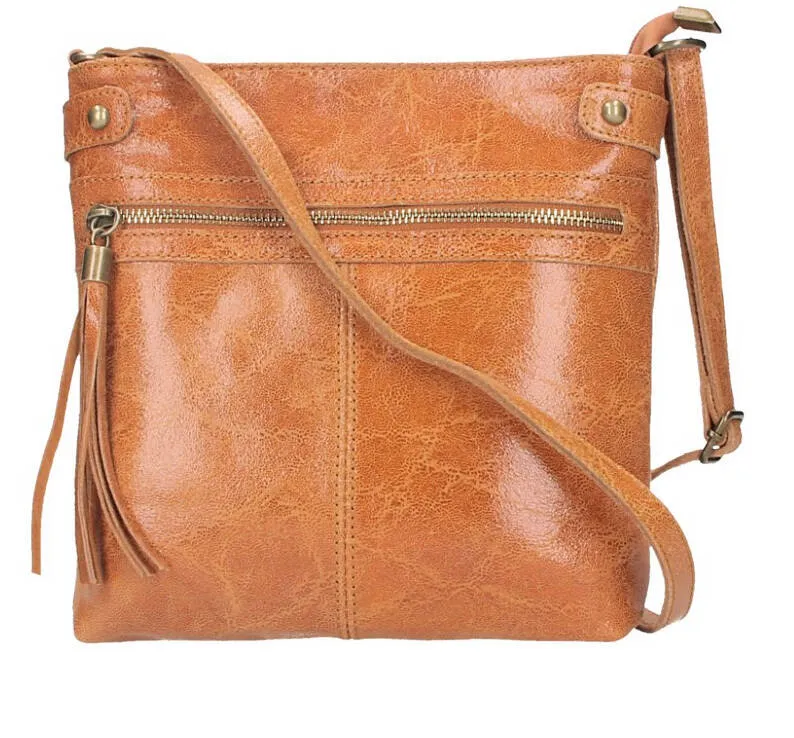 Cognac leather shoulder bag evan