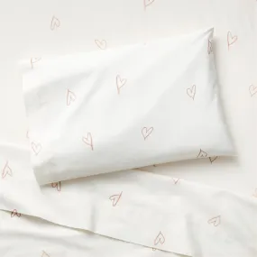 Crate&Barrel Clay Heart Organic Cotton Toddler Sheet Set by Leanne Ford