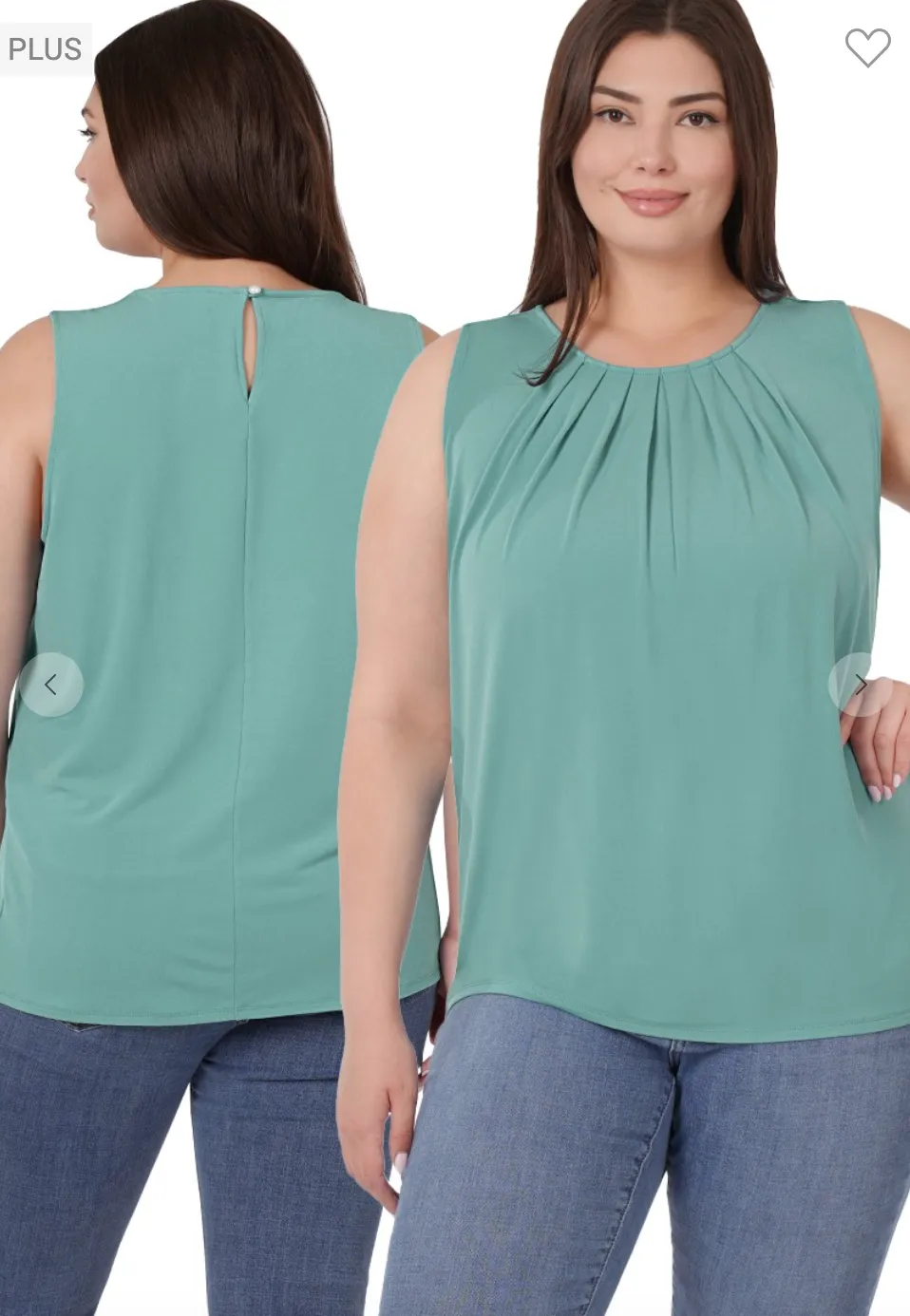 Curvy Sleeveless Pleat Top