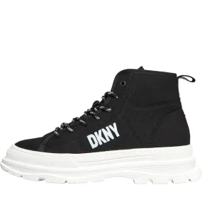 DKNY Junior Logo Print Canvas Hi Top Trainers Black