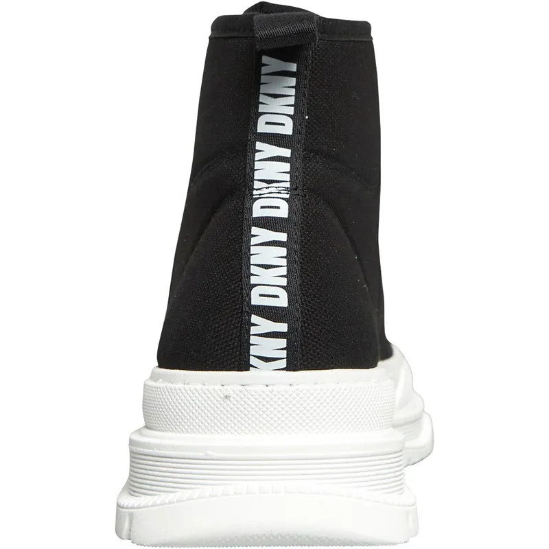 DKNY Junior Logo Print Canvas Hi Top Trainers Black