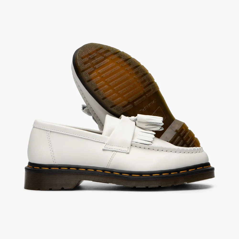 Dr. Martens Adrian Yellow Stitch Tassel Loafer / White Smooth