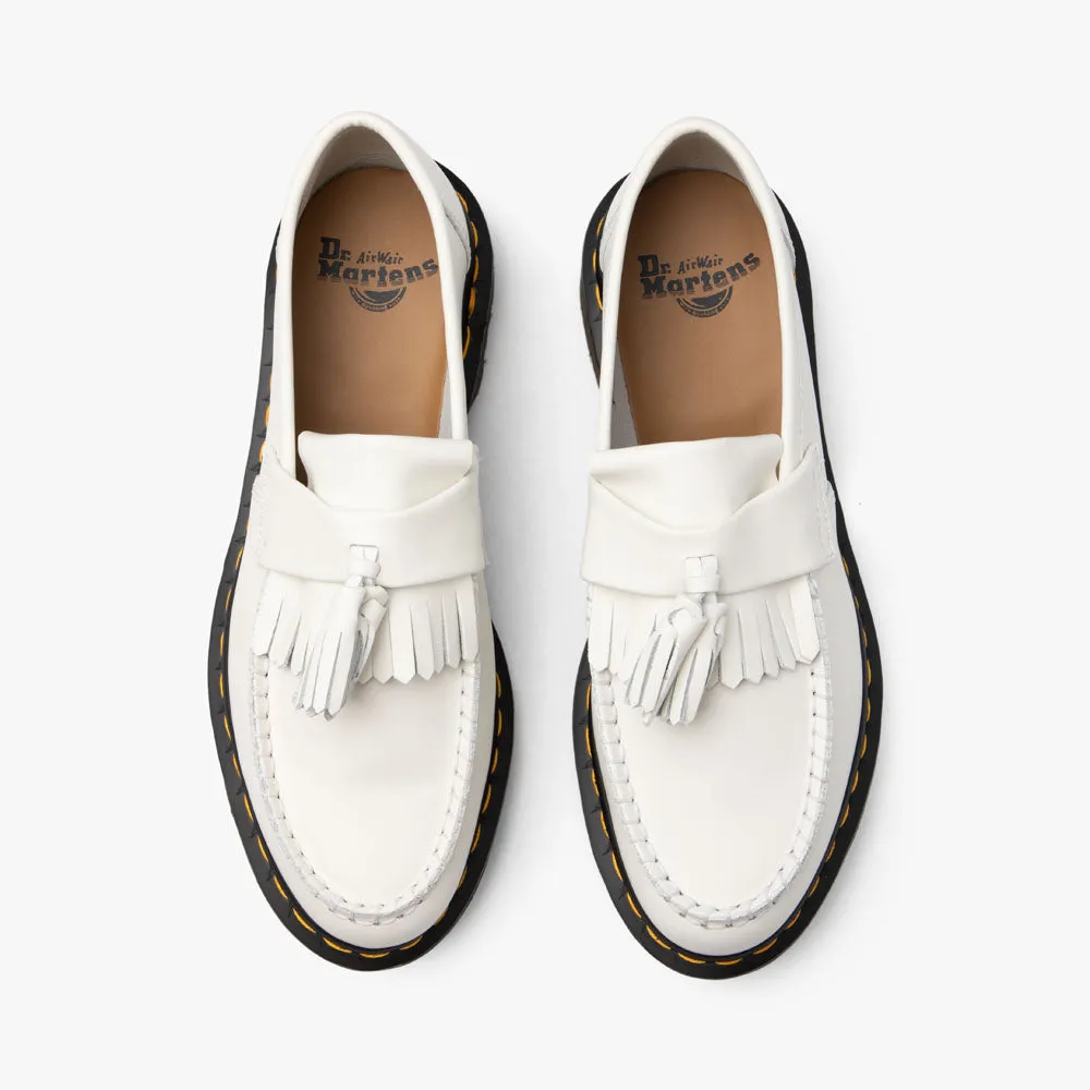 Dr. Martens Adrian Yellow Stitch Tassel Loafer / White Smooth