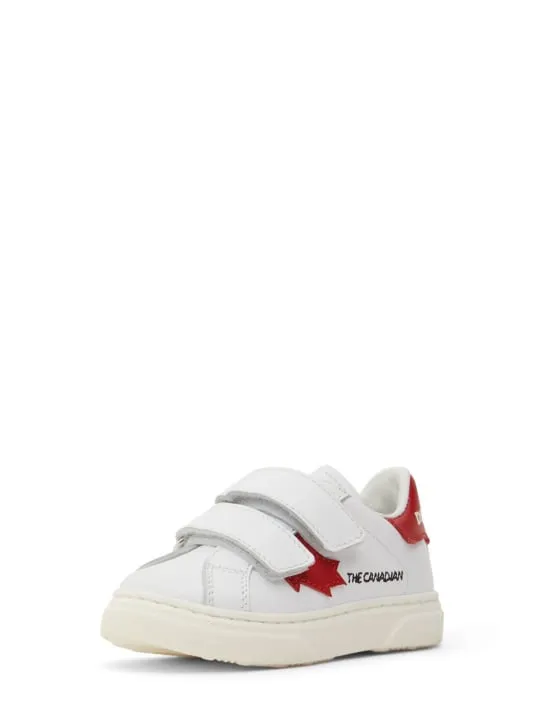 Dsquared2   Printed leather strap sneakers 