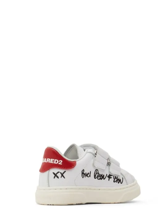 Dsquared2   Printed leather strap sneakers 