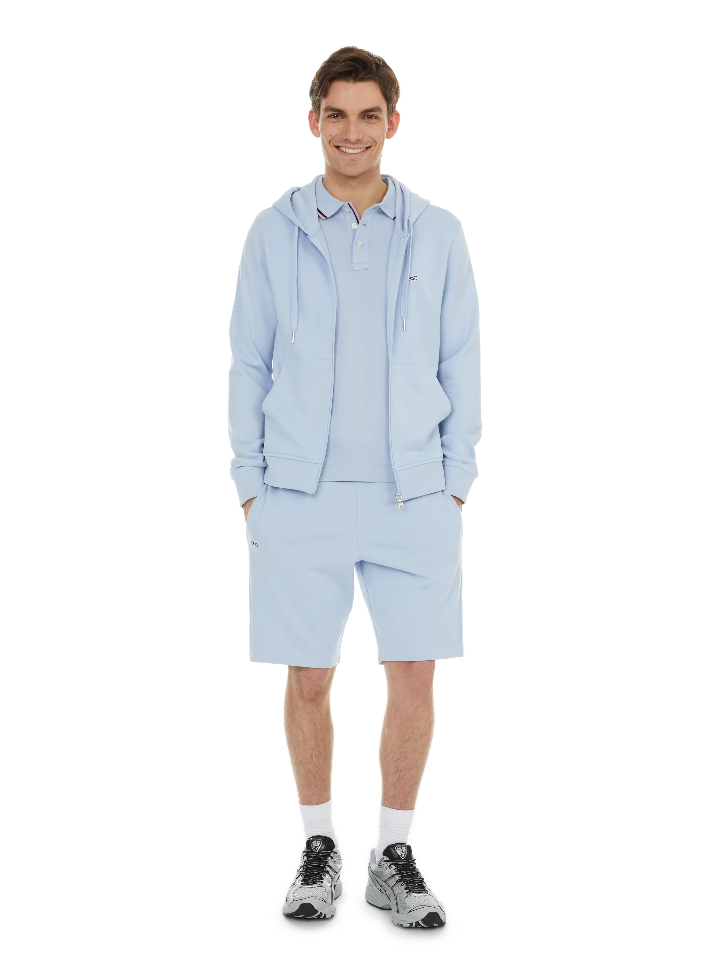 Eden park  Cotton zip-up hoodie  - Blue