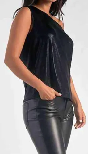 ELAN - Liquid Metal Off The Shoulder Sleeveless Top