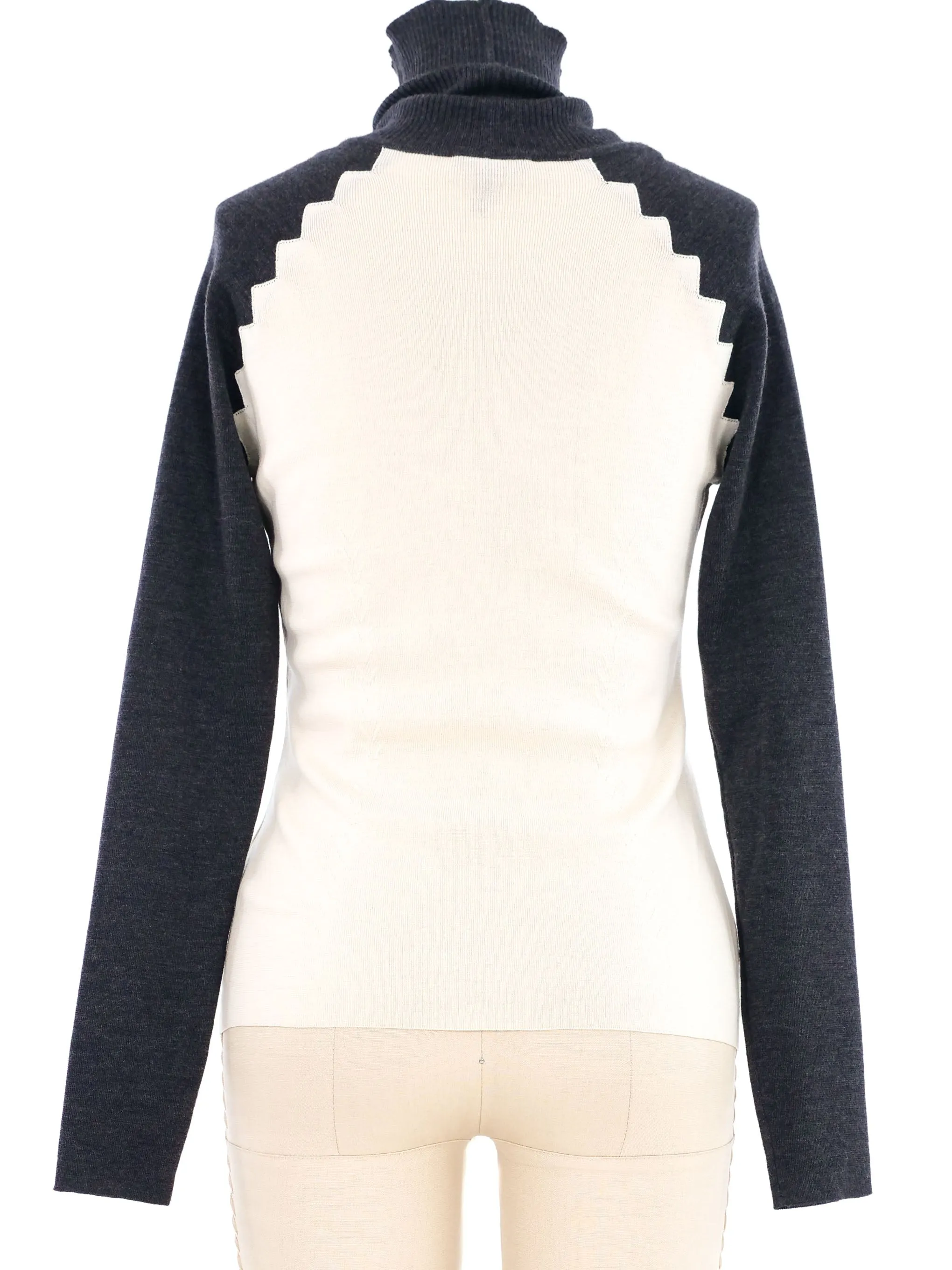 Escada Two Tone Knit Turtleneck Top