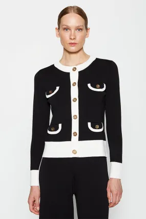 Escorpion CONTRAST STRIPE BLACK CARDIGAN