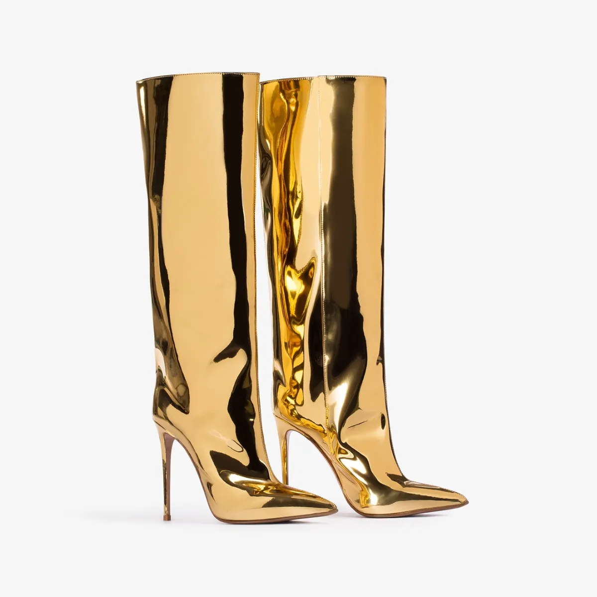 EVA BOOT 120 mm Nugget gold metallic knee boot