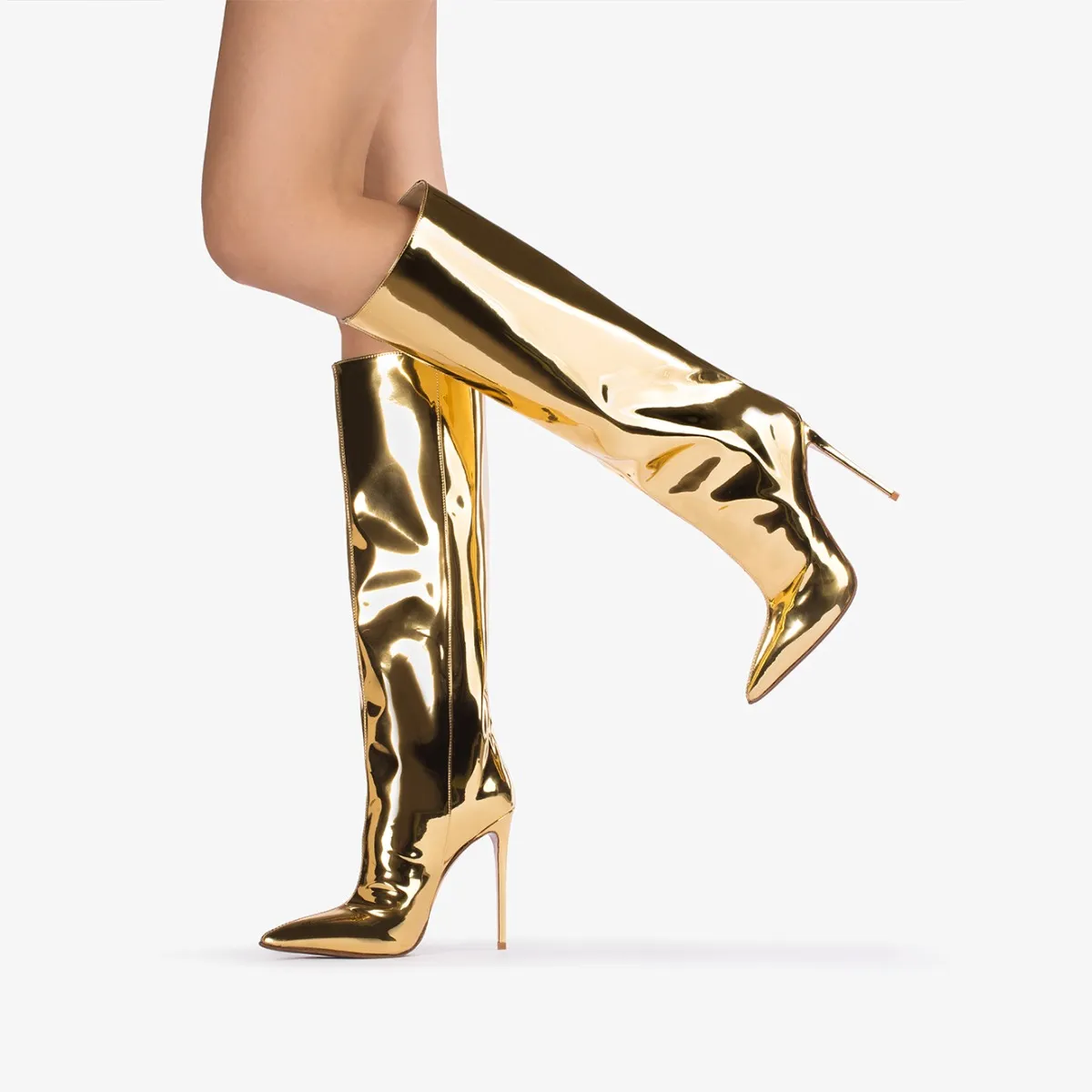 EVA BOOT 120 mm Nugget gold metallic knee boot