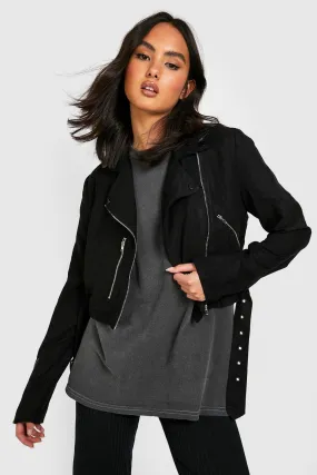 Faux Suede Moto Jacket