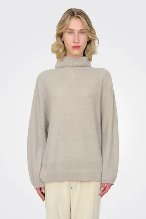 Fine Boucle Knit Turtleneck - Greige