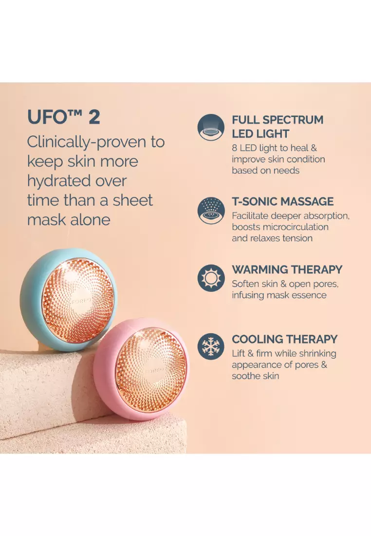 FOREO FOREO UFO 2 Full Facial Treatment Device with Advanced Heating Cooling LED Light Therapy Compatible With all UFO and Sheet