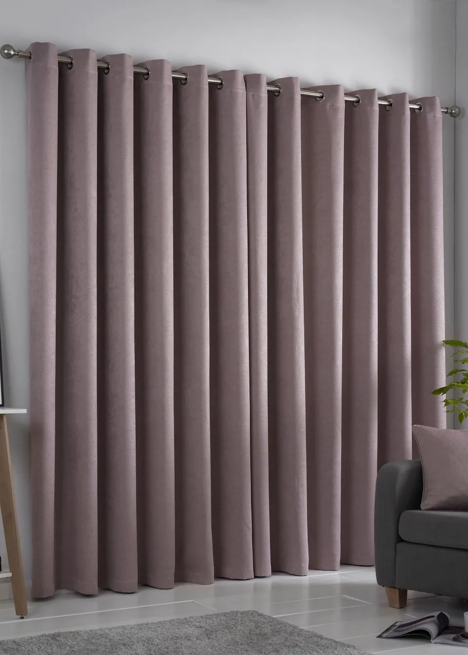 Fusion Strata Dimout Pink Eyelet Curtains